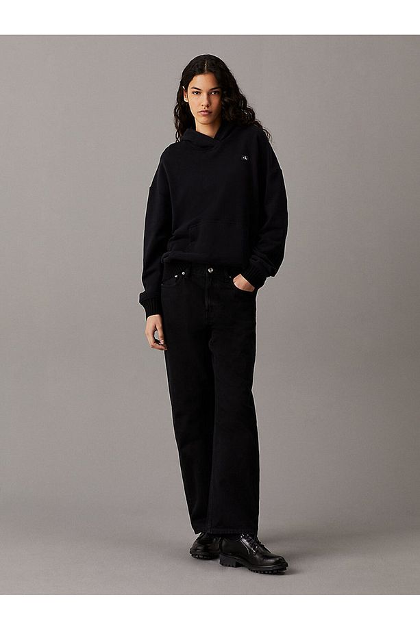 WOVEN LABEL PEACHED HOODIE - 4