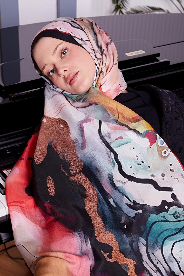 Antrasit Ebruli Desen Royal Şal - 1