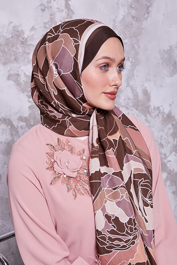 شال ملكي بنمط زهرة القهوة - 4