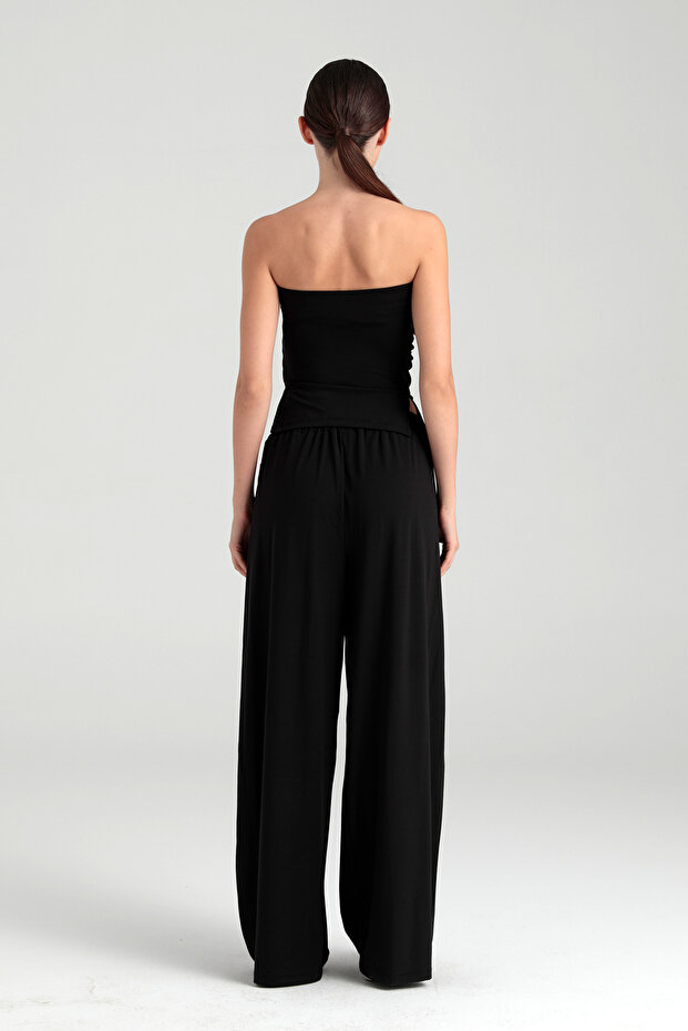 Soft Touch Piliseli Pantolon Siyah - 5