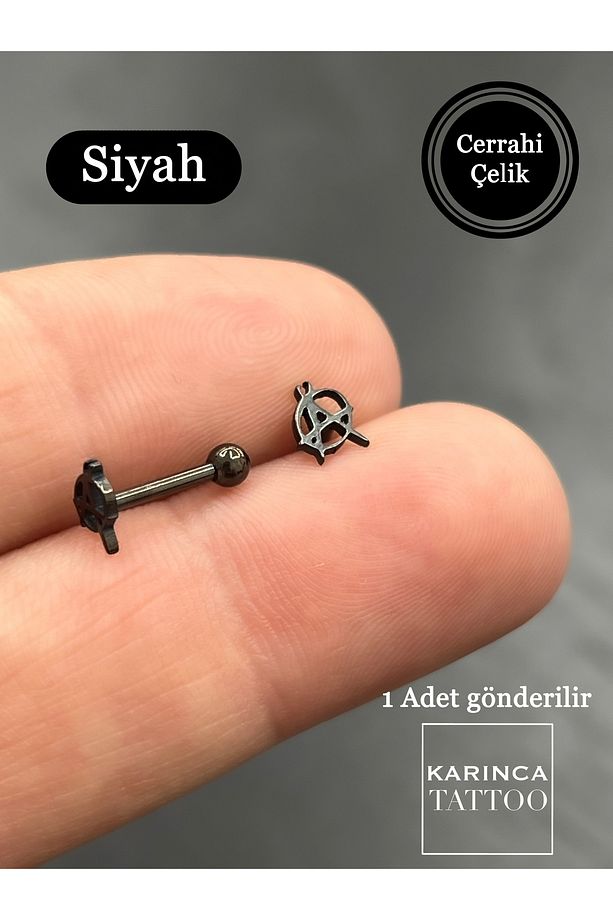 Anarşi Sons Of Anarchy Düz Çubuk Kulak Forward Helix Flat Conch Dudak Burun Daith Tragus Piercing - 3