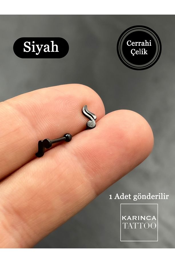 Nota Müzik Design Moda Düz Çubuk Kulak Forward Helix Flat Conch Dudak Burun Daith Tragus Piercing - 2