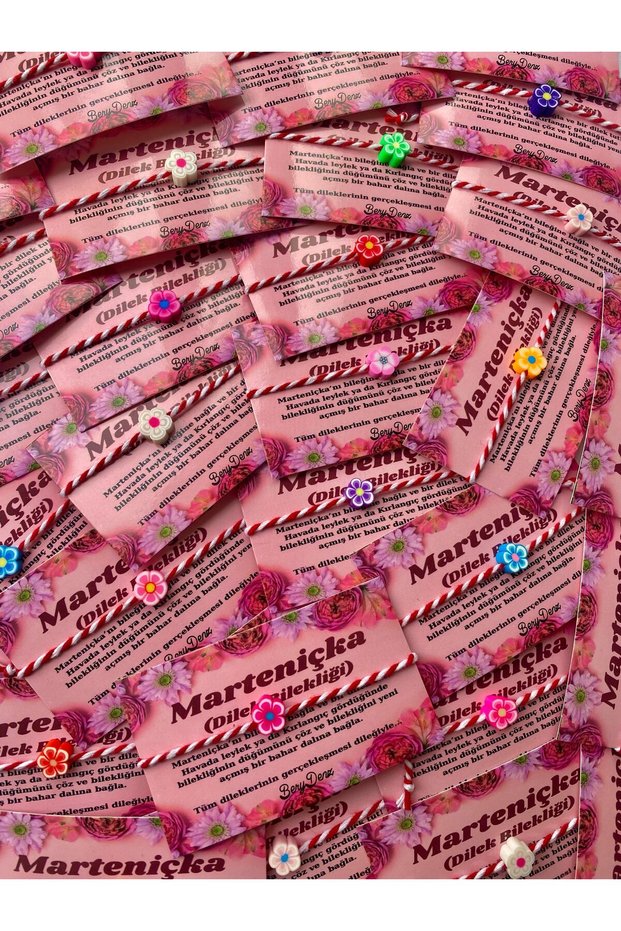 5 Pieces of Spring Flower Martenitska Luck and Wishing Bracelet (with Card Gift Package)