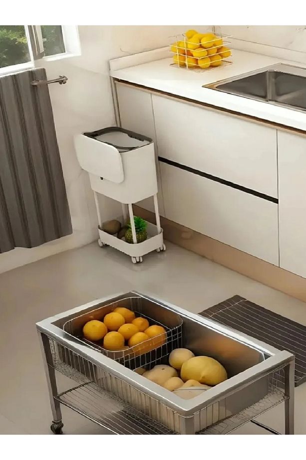 15 Litre Antrasit Tek Raf Üniteli Tekerlekli Fonksiyonel Kapaklı Banyo Ve Mutfak Çöp Kovası Lüks - 4