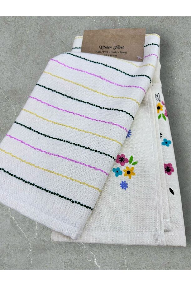 ÇEYİZLİK PAMUKLU 2 Lİ MUTFAK HAVLUSU KURULAMA BEZİ 40X60 CM ÖLÇÜSÜ - 2