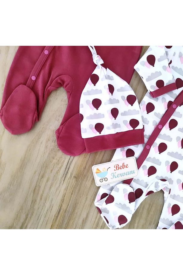 Unisex Sevimli Panda Temalı %100 Pamuklu Kız Bebek 3lü Tulum Seti BBK1247 - 4