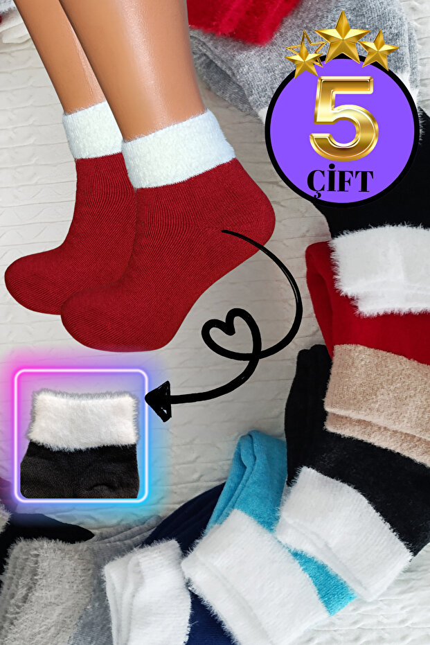 Winter Towel Booties Socks (5 Pairs) Women's Thick Thermal Socks
