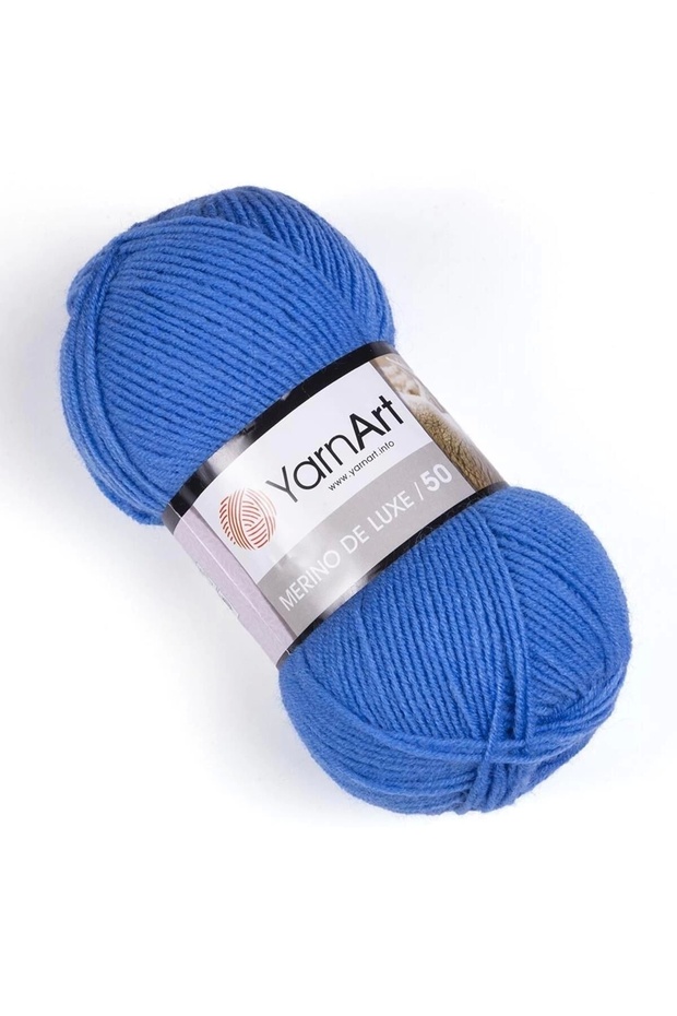 MERINO DE LUXE 50 - حبل محبوك يدويًا أزرق-600