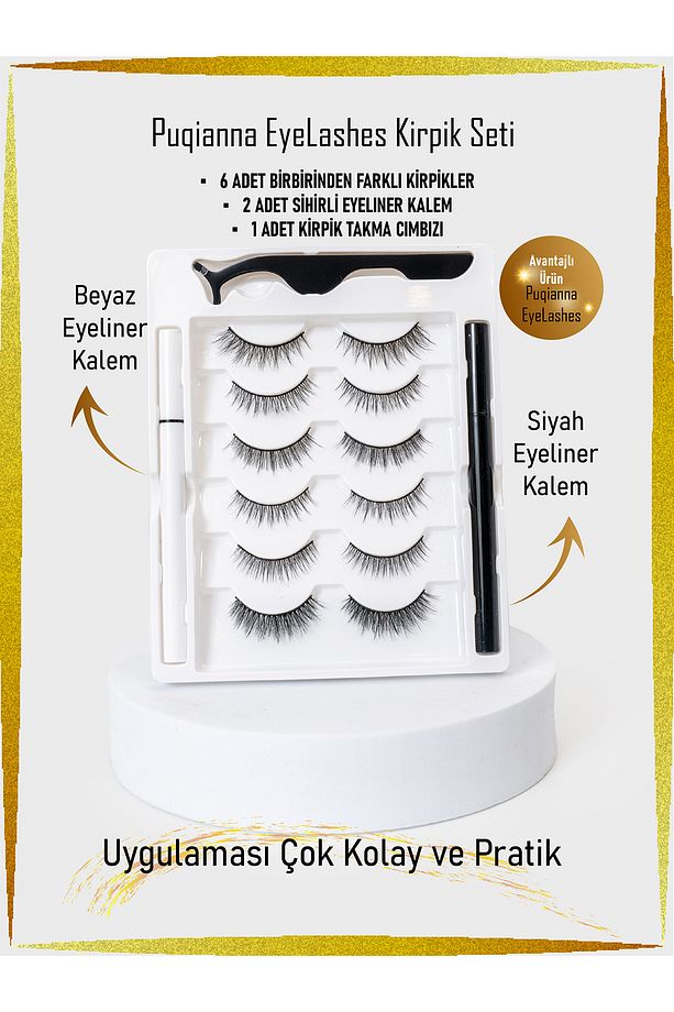 2025 Yeni Teknoloji Gerçek Görünümlü 6 Farklı Çift Model 2 Adet Eyeliner Yapıştırıcılı - 1