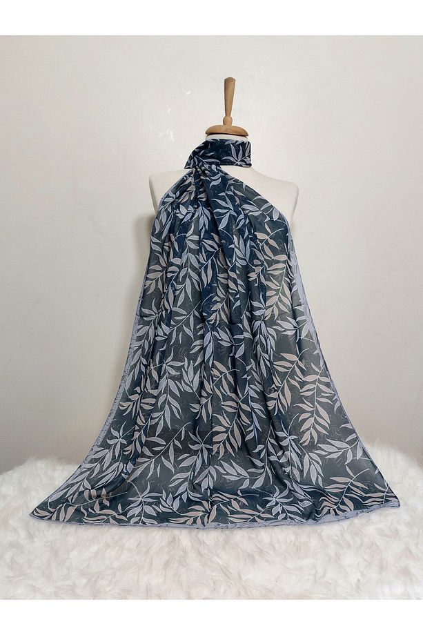 Desenli Şifon Şal yapraklı Modeli 180 x 70 cm - 1