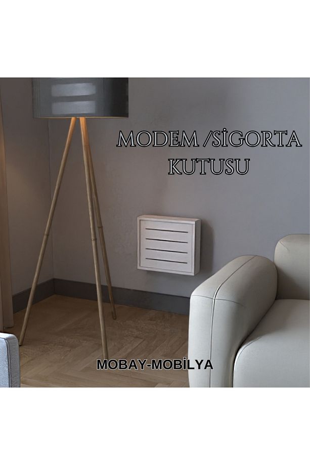 Dekoratif Beyaz Modem Saklama Kutusu 40x35x11 - 3