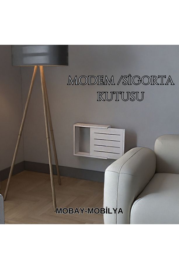 Dekoratif Beyaz Modem Saklama Kutusu 40x35x11 - 1