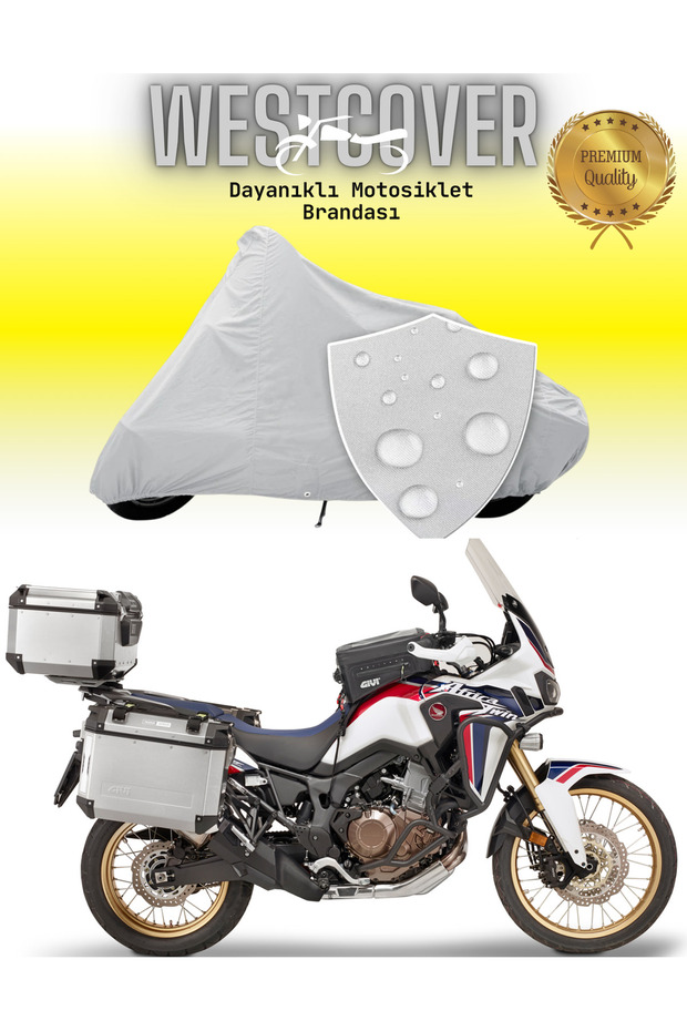 Honda Crf1000L Africa Twin Adventure Sports Dct Rear Bag Compatible Motorcycle Tarpaulin, Cover Gray