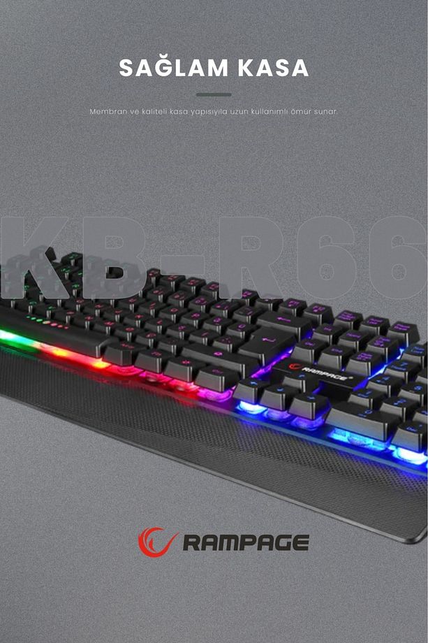Kb-r66 Bubble Mekanik Hisli Gökkuşağı Aydınlatmalı Gaming Klavye Oyuncu Klavyesi - 2