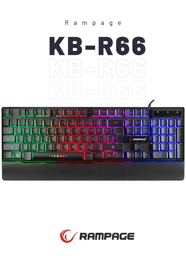 Kb-r66 Bubble Mekanik Hisli Gökkuşağı Aydınlatmalı Gaming Klavye Oyuncu Klavyesi - 1