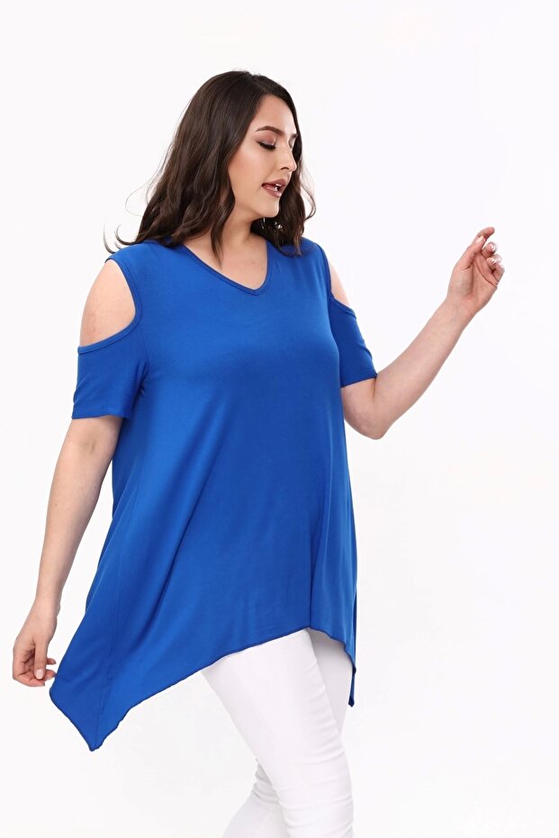 Bluză asimetrică cu umeri - 3