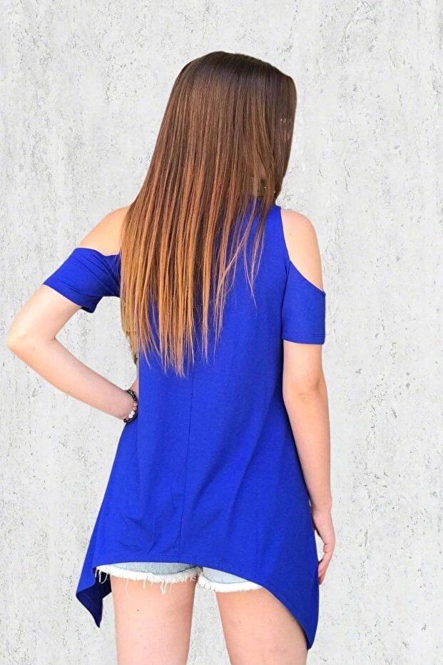 بلوزة غير متماثلة مع نافذة الكتف - 3