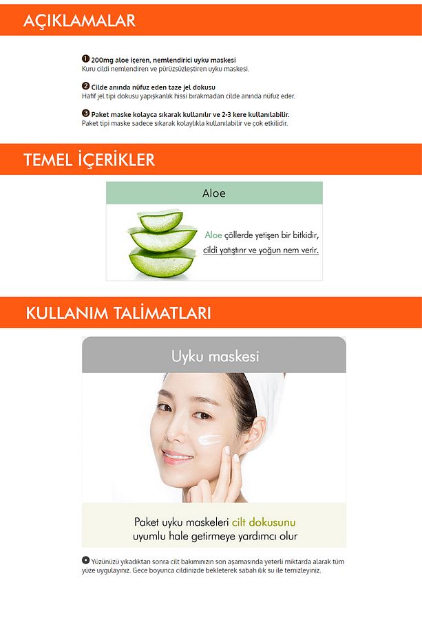 Aloe Vera Özlü Yoğun Nemlendirici Uyku Maskesi Pure Source Pocket Pack (ALOE) - 2