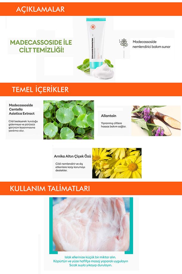 Hassas Ve Yıpranmış Ciltlere Özel Bakım Sunan Yüz Yıkama Köpüğü 130ml Madecassoside Cleansing Foam - 4