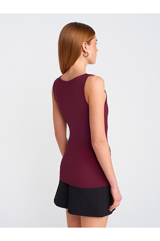 20977 Kalın Askılı Basic Atlet-Bordo - 2