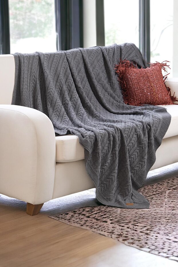 Mathilda Örgü Yumuşak Yatak Örtüsü ve Evde Kullanılabilir Hafif Battaniye - 7