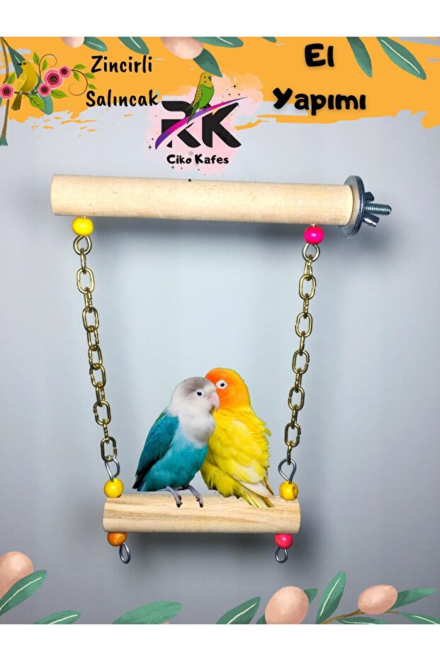 Double Sided Bird Parrot Perch with Chain