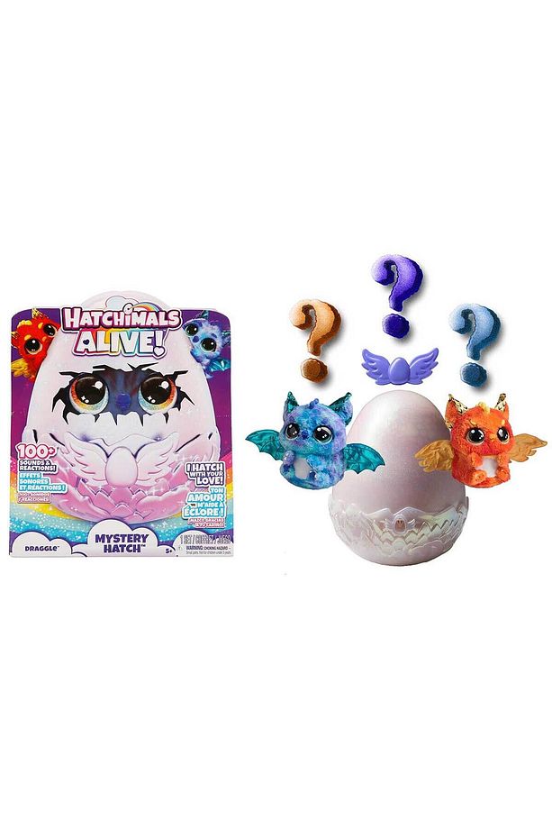 Sesli ve Işıklı Hatchimals Alive Mystery Hatch Draggle İnteraktif Peluş Sürpriz Yumurta - 1