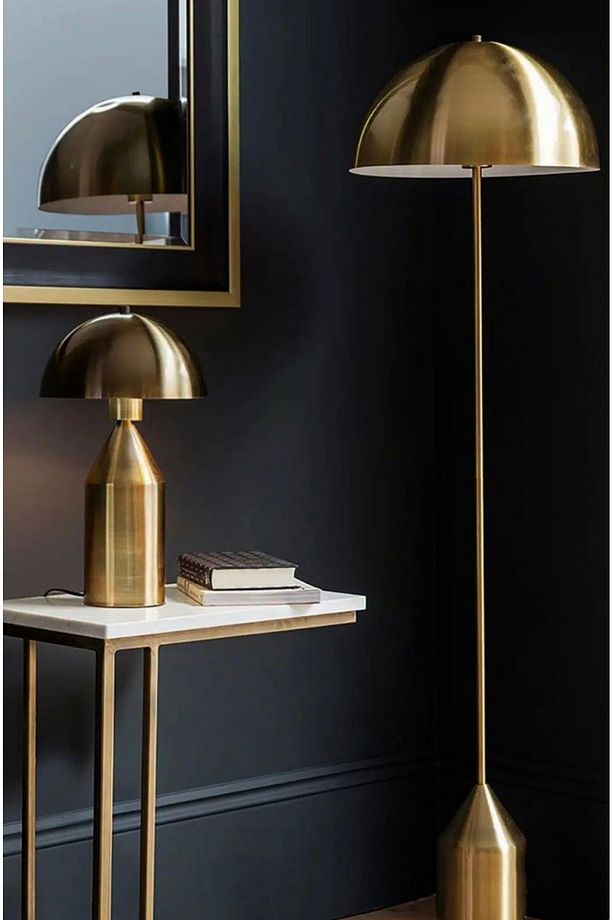 Modern Tasarım Mars Mushroom Abajur Ve Mushroom Lambader 2'li Takım Seti Eskitme Mat Gold - 2