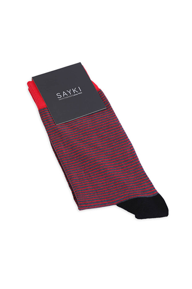 Red Patterned Cotton Socks - 1