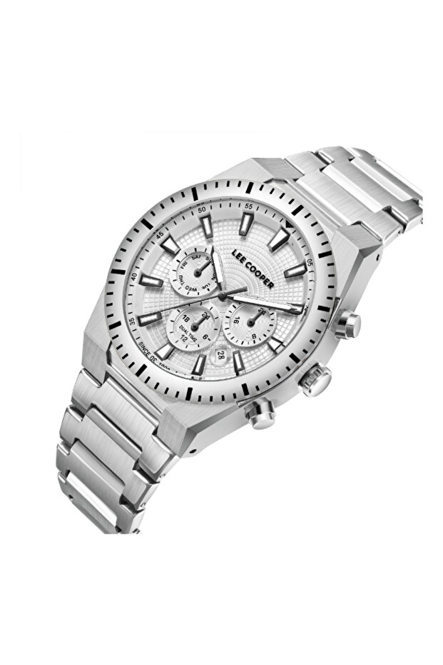 ساعة رجالية متعددة الوظائف بمينا فضية - LC08100.330 - 2