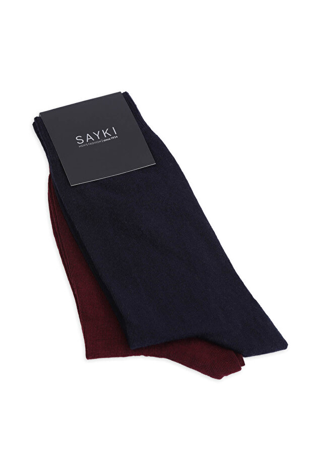 Navy Blue Double Cotton Socks - 1