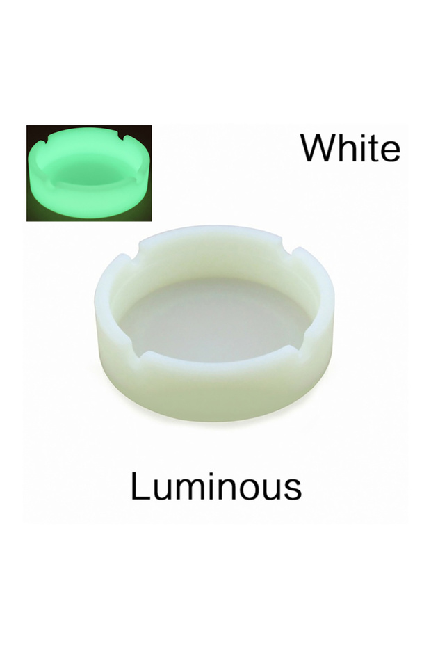 WHITE Portable Fluorescent Luminous Ashtray Anti-Scalding Cigarette Holder Eco-Friendly Soft Round S