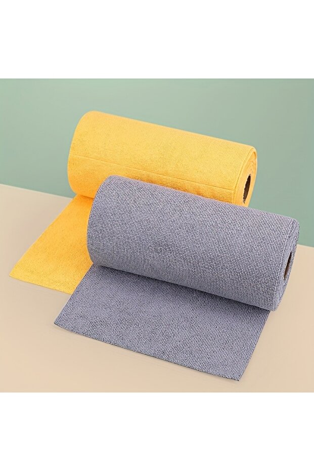 Grey 1 Roll(20pcs) 25x25CM Disposable Dish Rag, Microfiber Towel Roll, Hand Tear Cleaning Towel, Reu