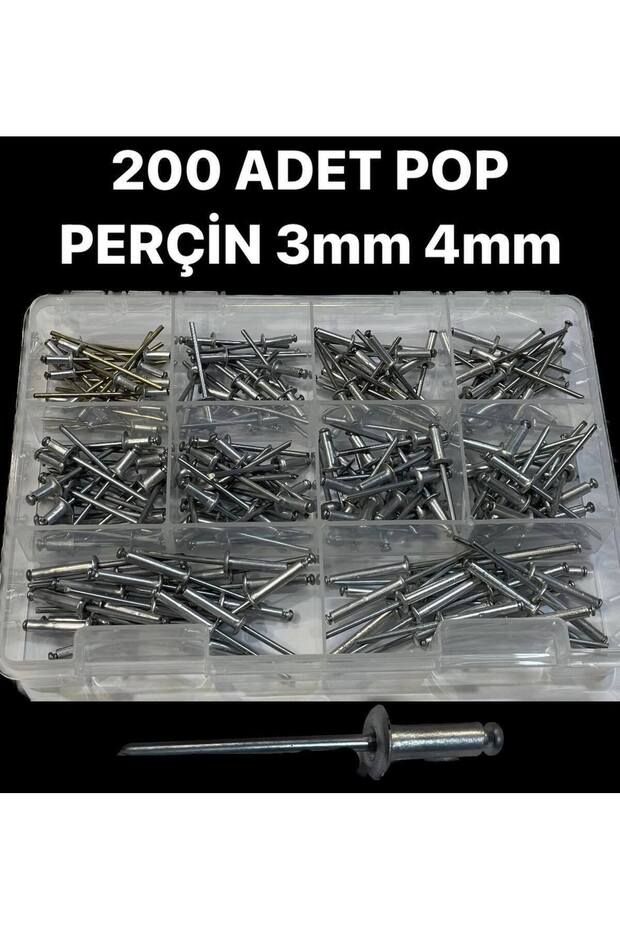 200 ADET 3 MM 4 MM POP PERÇİN SETİ - 1