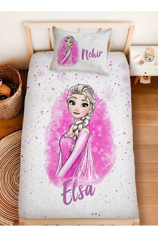 İsme Özel %100 Pamuk 160x230 Tek Kişilik Pike Takımı Elsa - 1
