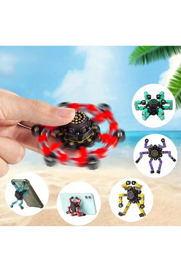 Örümcek Çark Fidget Spinner Stres Çarkı Zincir Robot Eğitici Oyuncak - 4