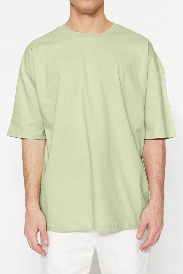 Mint Oversize/Geniş Kesim %100 Pamuk Kısa Kollu Basic T-Shirt TMNSS22TS0318 - 4