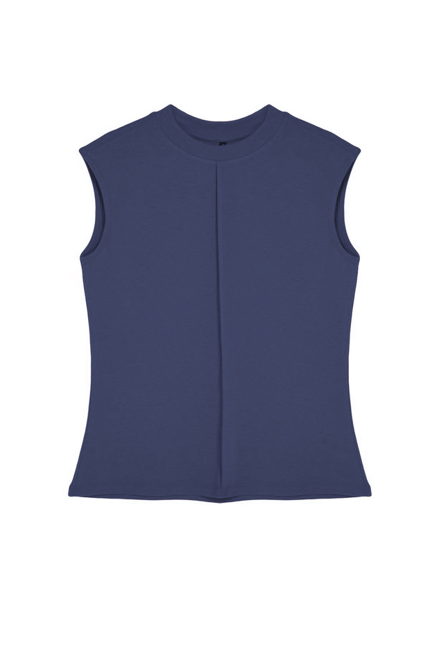 İndigo Viskoz/Yumuşak Kumaş Fitted/Vücuda Oturan Esnek Örme Bluz TWOSS24BZ00432 - 7