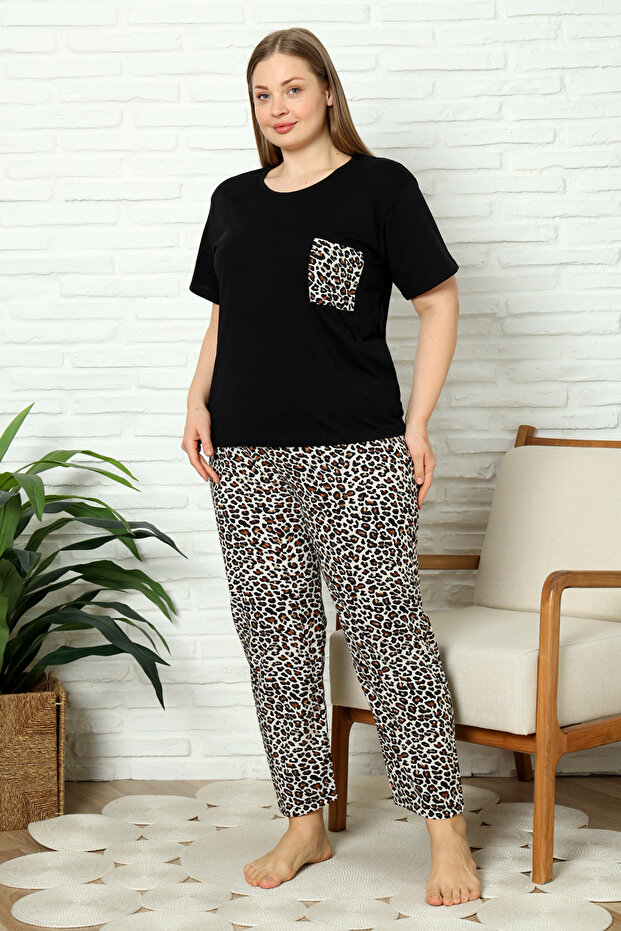 Zestaw piżamowy z nadrukiem w panterkę, 3 części, dzianinowy - Tbbss25Ai00092 - 3