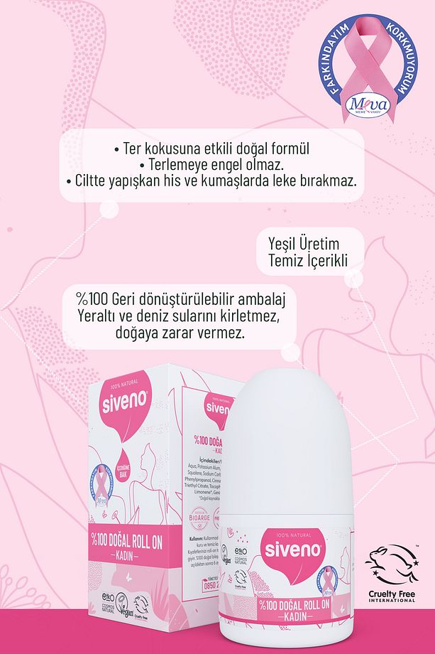%100 Doğal Roll-On Kadın Deodorant Ter Kokusu Önleyici Bitkisel Leke Bırakmayan Vegan 50 ml X 2 Adet - 8