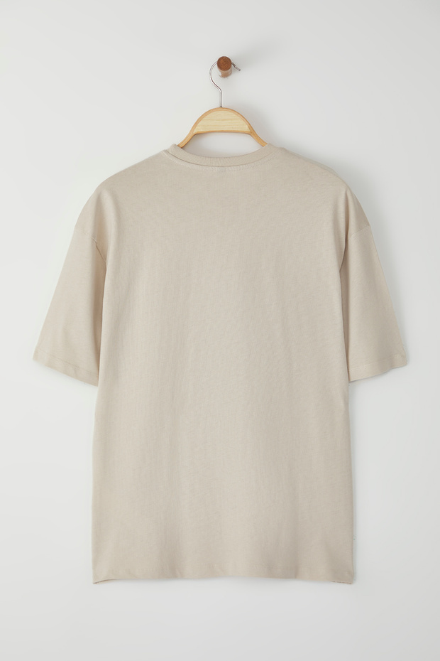 Taş Oversize/Geniş Kesim %100 Pamuklu Ön Baskılı T-Shirt TMNSS25TS00124 - 5