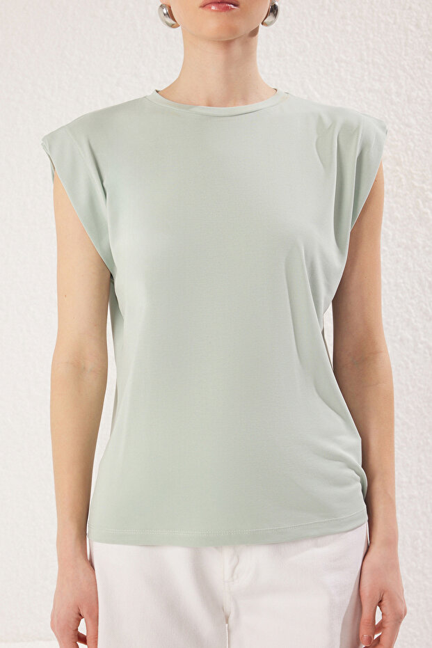 Mint More Sustainable Modal Ay Kol Regular/Normal Kesim Bisiklet Yaka Örme T-Shirt TWOSS25TS00001 - 4