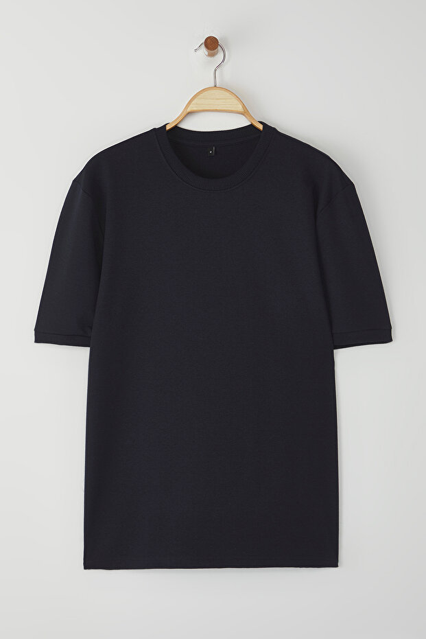 Koyu Lacivert Regular/Normal Kesim Basic Omuz Dar Kesim T-Shirt TMNSS25TS00071 - 2