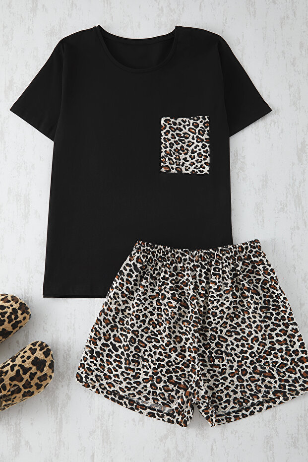 Zestaw piżamowy z nadrukiem w panterkę, 3 części, dzianinowy - Tbbss25Ai00092 - 7