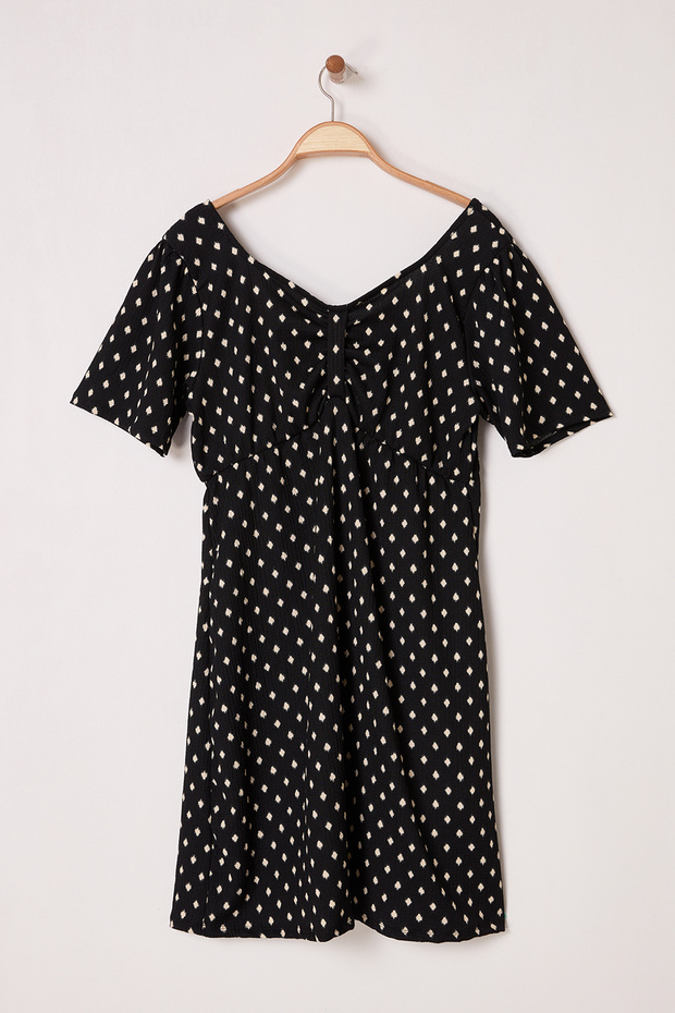 Чорна сукня з геометричним візерунком Aline Orme Plus Size TBBSS25AH00127 - 5