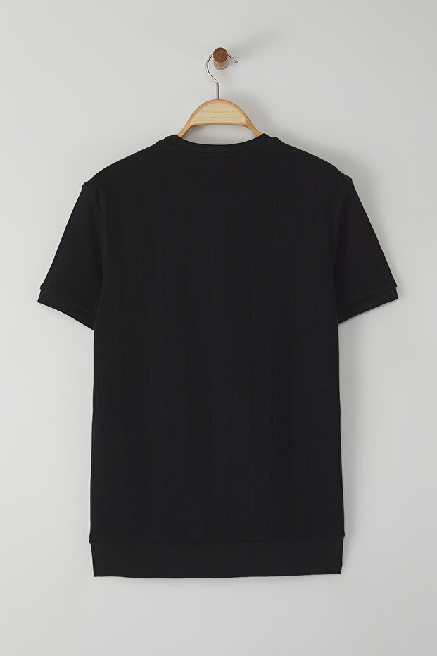 Siyah Regular/Normal Kesim Bisiklet Yaka Pamuklu Basic T-Shirt TMNSS25TS00062 - 6