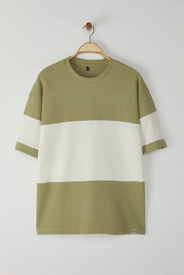 Mint Oversize/Geniş Kesim Renk Bloklu Dokulu T-Shirt TMNSS25TS00065 - 5