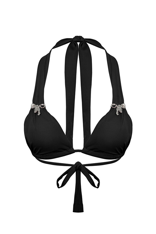 Siyah Aksesuarlı Üçgen Kaplı Bikini Üstü TBESS25BU00037 - 6