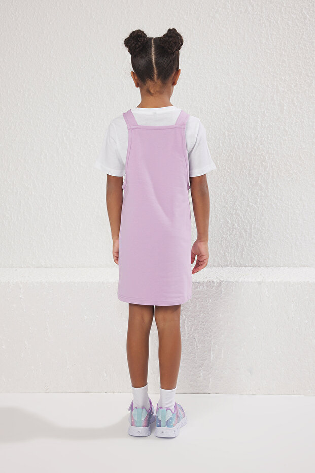 Lila Kız Çocuk Pamuklu Esnek T-Shirt-Jile Set Örme Elbise TKDSS25EL00045 - 3