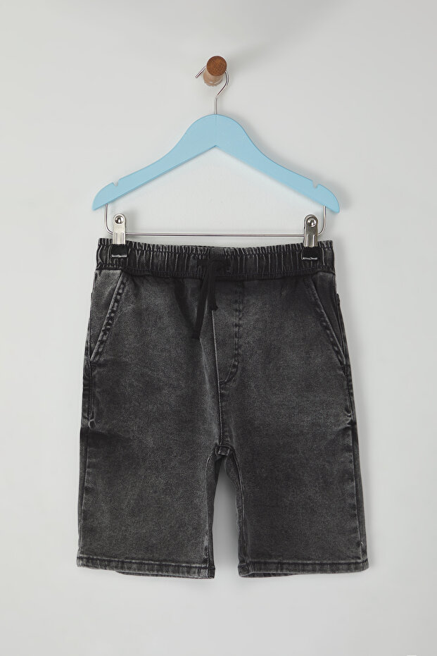 Antrasit Erkek Çocuk Pamuklu Cepli Lastikli Denim Şort & Bermuda TKDSS25SR00008 - 3